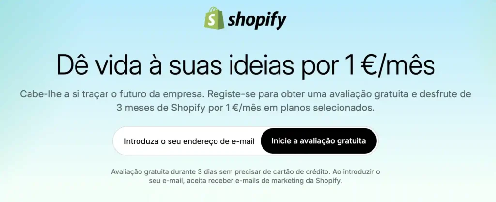 Registo Shopify